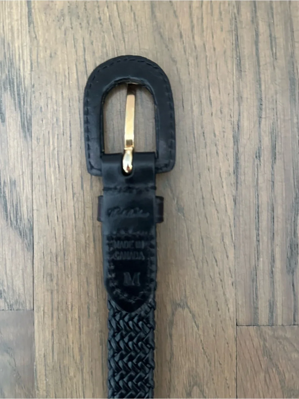 Brooks Brothers Narrow Braided Woven Glossy Leather Belt in Black Size Medium
